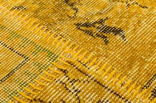 Geneleksel El Dokuma Sari  Rengi Patchwork Halı