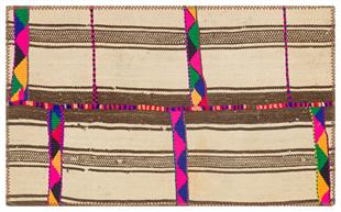 BEJ KAHVERENGİ EL DOKUMA KEÇİ KILI KİLİM PASPAS