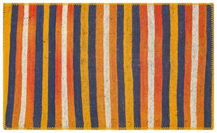 GERÇEK EL DOKUMA TURUNCU LACİVERT RENGİ KEÇİ KİLİM PASPAS