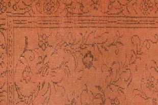 GENELEKSEL EL YAPIMI KOYU BAKİR RENGİ ESKİTME VİNTAGE HALISI