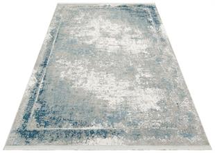 GREY BLUE XW Yumuşak İpeksi Tuşeli Yüksek Alçak Oymalı Modern İnce Makine Halısı