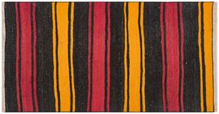 GENELEKSEL EL DOKUMA KIRMIZI SARİ RENGİ KEÇİ KILI ANTİK KİLİM