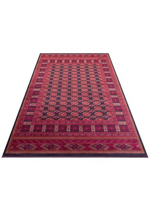 AFGAN DESENLİ KIRMIZI RENGİ VİSKON SIKI DOKUMA KAYMAZ TABANLI İNCE MAKİNE HALISI