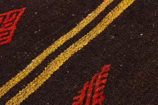 ANADOLU EL DOKUMA KİREMİT RENGİ ÇİÇEKLİ DESEN KEÇİ KİLİM