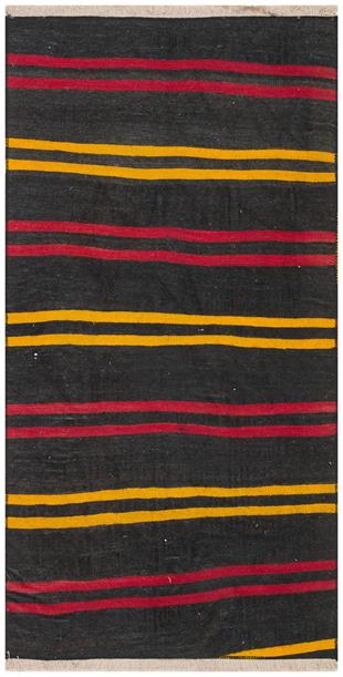 Kırmızı Turuncu Rengi El Dokuma Keçi Kılı Yün Kilim