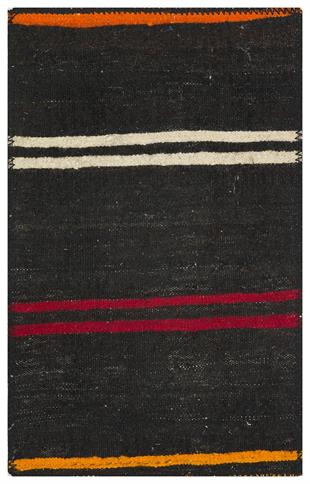 Siyah Sarı Kırımızı Çizgili El Dokuma Kilim Paspas
