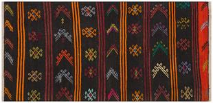 GERÇEK EL DOKUMA ÇOK RENKLİ ÇİÇEKLİ DESEN KEÇİ YÜN KİLİM