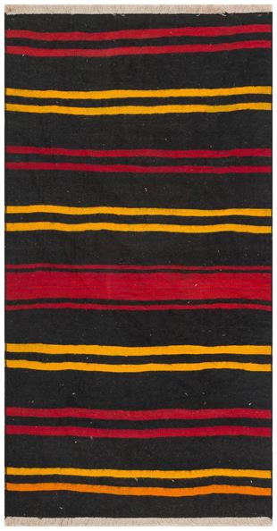 SARİ KIRMIZI RENGİ ÇİZGİLİ DESEN EL DOKUMA ANADOLU KİLİM