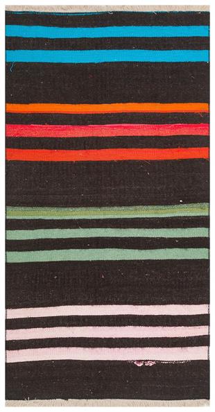 Renkli Çizigili El Dokuma  Doğal Keçi Kılı Yünlü Yolluk Kilim