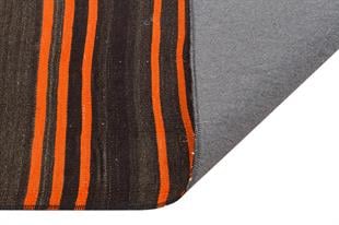 KAHVERENGİ TURUNCU RENGİ ÇİZGİLİ DESEN KEÇİ KİLİM