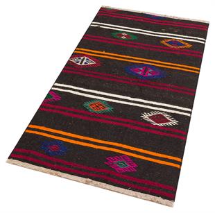 Eşsiz El DokumaTuruncu Kırmızı Rengi Sivas Yün Kilim