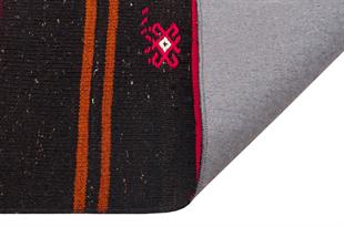 GERÇEK EL DOKUMA SARI KIRIMIZI RENGİ ÇİÇEKLİ DESEN YÜN KİLİM