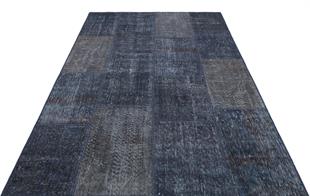 Geneleksel El Dokuma Gri Rengi Patchwork Halı