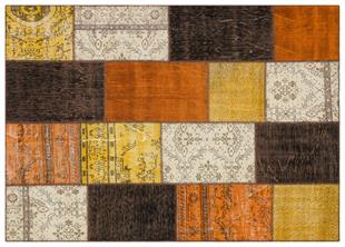 Geneleksel El Dokuma Kahve Multi Rengi Patchwork Halı