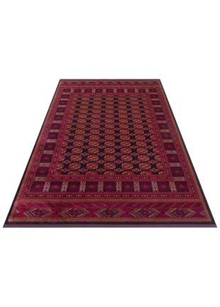 AFGAN DESENLİ KIRMIZI RENGİ VİSKON SIKI DOKUMA KAYMAZ TABANLI İNCE MAKİNE HALISI