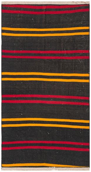 GERÇEK EL DOKUMA SARİ KIRMIZI RENGİ ÇİZGİLİ DESEN KİLİM