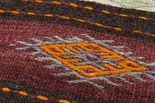  GERÇEK EL YAPIMI ÇOK RENKLİ KEÇİ KILI GEOMETRİK DESEN YÜNLÜ KİLİM PASPAS