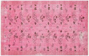GENELEKSEL EL DOKUMA PEMBE RENGİ ÇİÇEKLİ DESEN VİNTAGE HALISI