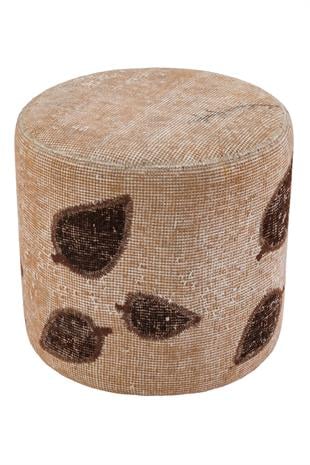 SÜTLÜ KAHVE EL DOKUMA ÖZEL TASARİM YUVARLAK PUF 40X40 CM