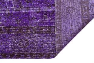 GERÇEK EL DOKUMA MOR RENGİ ÇİÇEKLİ DESEN ESKİTME YÜN HALISI