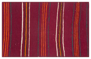 GERÇEK EL DOKUMA KIRMIZI RENGİ  ÇİZGİLİ KİLİM PASPAS