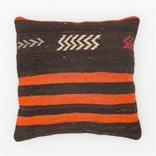 GERÇEK EL DOKUMA TURUNCU  RENGİ DESENLİ  ÇAPUT PALA KİLİM YASTIK KILIFI