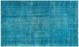 GERÇEK EL DOKUMA TURKUAZ RENGİ GÖBEKLİ DESEN VİNTADE HALI