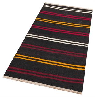 ÇOK RENGİ ÇİZGİLİ DESEN KEÇİ KILI YÜNLÜ KİLİM