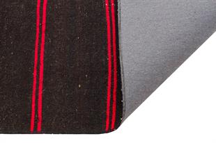 GENELEKSEL EL DOKUMA SİYAH KİRMİZİ RENGİ ÇİZGİLİ DESEN KİLİM