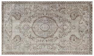 EŞSİZ EL DOKUMA GRİ KAHVERENGİ GÖBEKLİ DESEN ESKİTME VİNTAGE HALI