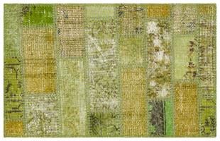 El Dokuma Yeşil Rengi Taşli Desen Patchwork Paspas-50x80