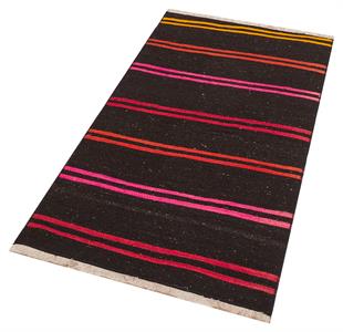 GERÇEK EL DOKUMA PEMBE RENGİ ÇİZGİLİ DESEN ANADOLU KİLİM