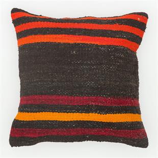 EL DOKUMA SİYAH KAHVERENGİ RENKLİ YASTIK KILIFI