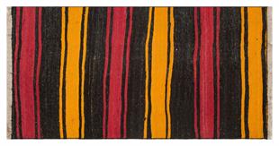 GERÇEK EL DOKUMA SARI KIRIMIZI RENGİ YÜN KİLİM