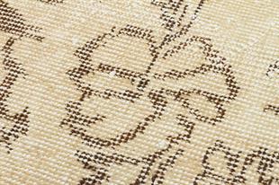 KREM KAHVERENGİ GÖBEKLİ DESEN ESKİTME VİNTAGE HALI