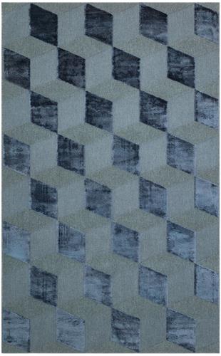 NAVY DYED YÜKSEK ALÇAK DOKULU NATUREL YÜN VE VISKON MODERN DOKUMA HALI