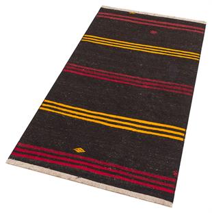 GENELEKSELEL DOKUMA SARİ KIRMIZI RENGİ ÇİZGİLİ ETNİK KİLİM