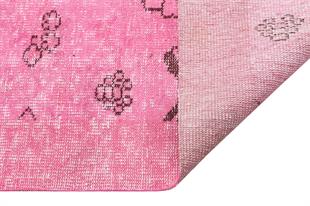 GENELEKSEL EL DOKUMA PEMBE RENGİ ÇİÇEKLİ DESEN VİNTAGE HALISI