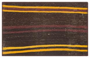 GENELEKSEL EL DOKUMA SARİ BORDO RENGİ ÇİZGİLİ DESEN KİLİM PASPAS