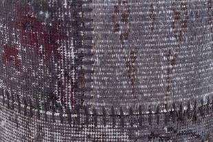 GERÇEK EL DOKUMA KOYU GRİ RENGİ PATCHWORK PUF