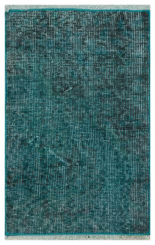 EŞSİZ EL DOKUMA KOYU TURKUAZ RENGİ VİNTAGE HALI PASPAS