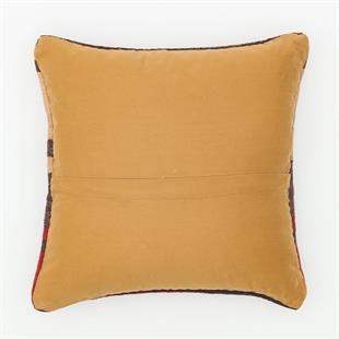 BEJ KAHVE KIRMIZI EL DÜĞÜMLÜ YASTIK KILIFLI