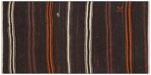 EL DOKUMA ÇİZGİLI KAHVERENGI YÜN KİLİM