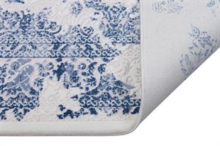 SARAY HALI BEYAZ MAVİ RENGİ ÇİÇEKLİ MODREN MAKŞNE HALI