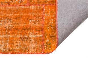Geneleksel El Dokuma Turuncu Rengi Patchwork Halı