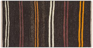 Sarı Beyaz Rengi Çizgili El Dokuma Keçi Kılı Yün Kilim