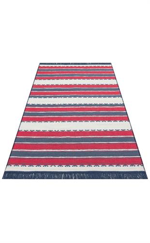 ARYA CRAFT RED NAVY TOZ VERMEZ YIKANABILIR MODERN DESENLI DOKUMA KILIM