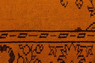 GERÇEK EL DOKUMA SİYAH GÖBEKLİ KOY BAKİR RENGİ VİNTAGE HALISI