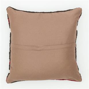 EL DOKUMA SİYAH KIRMIZI BEYAZ ASTARLI YASTIK KILIFI