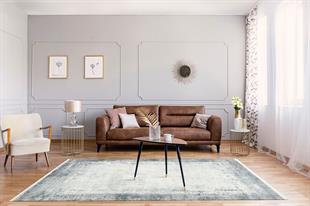 GREY BEİGE HAV TOZ VERMEZ ESKİTME DESENLİ MODERN MAKİNE HALISI